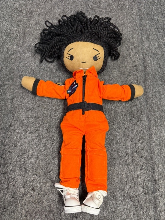 Harperiman Other - Harperiman Space Plush Doll in Bright Orange Pilot Jumpsuit with Black Hair